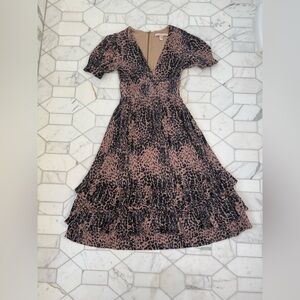 Hutch Adelia Ruffled Midi Dress Elegant Leopard Print Dress